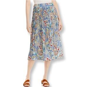 Status by Chenault Tropical Print Pleated Midi Skirt